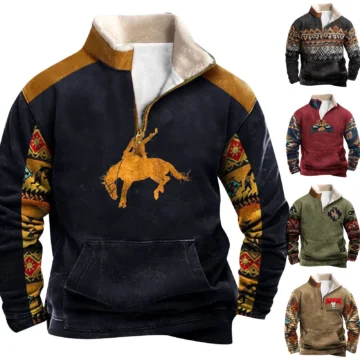 Bull Head Fleece Jacket Western 14 Zip Pullover | PricZone