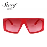 Square Sunglasses Green Frame  Red Flat Top 2 | PricZone