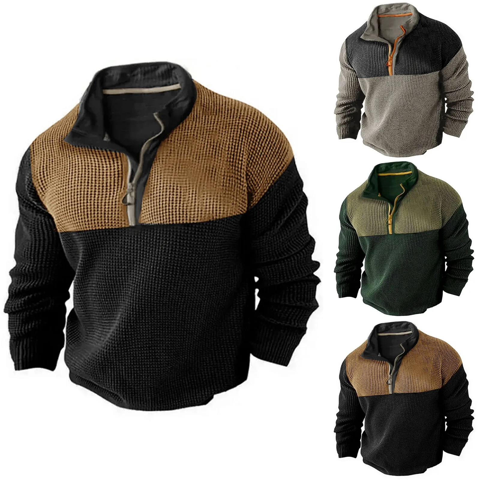 Plaid Zip-Up Casual Shirt Autumn & Spring