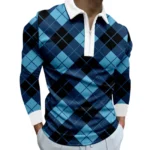Lozenge Print Polo Casual Long Sleeve Style | PricZone Lozenge Print Polo Casual Long Sleeve Style | PricZone