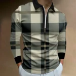 Autumn Mens Ethnic Plaid Polo Casual  Stylish 3 | PricZone