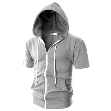 Zip Up Hoodie Short Sleeve  Pocket Style | PricZone