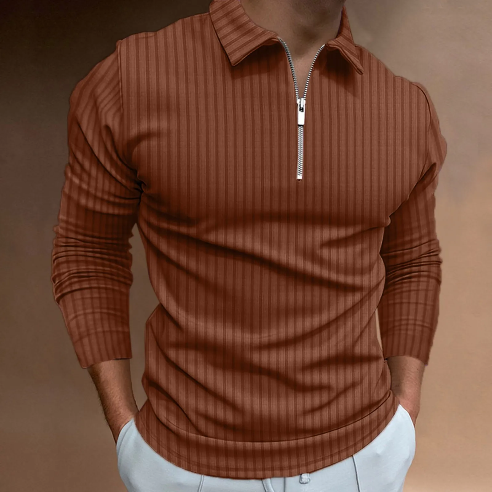 Vintage Zip Collar Mens Striped Shirt Spring 1 | PricZone Vintage Zip Collar Mens Striped Shirt Spring | PricZone