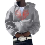 Red Cobweb Zip Hoodie Y2K Casual Autumn Jacket 3 | PricZone