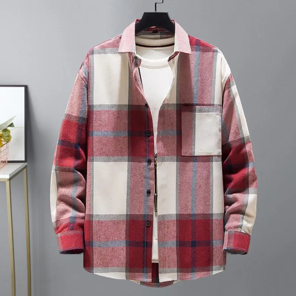 Cozy Plaid Lapel Shirt for Men Autumn Streetwear 5 | PricZone Cozy Plaid Lapel Shirt for Men Autumn Streetwear 5 | PricZone