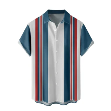 Striped Beach Shirt Ethnic Print Casual | PricZone