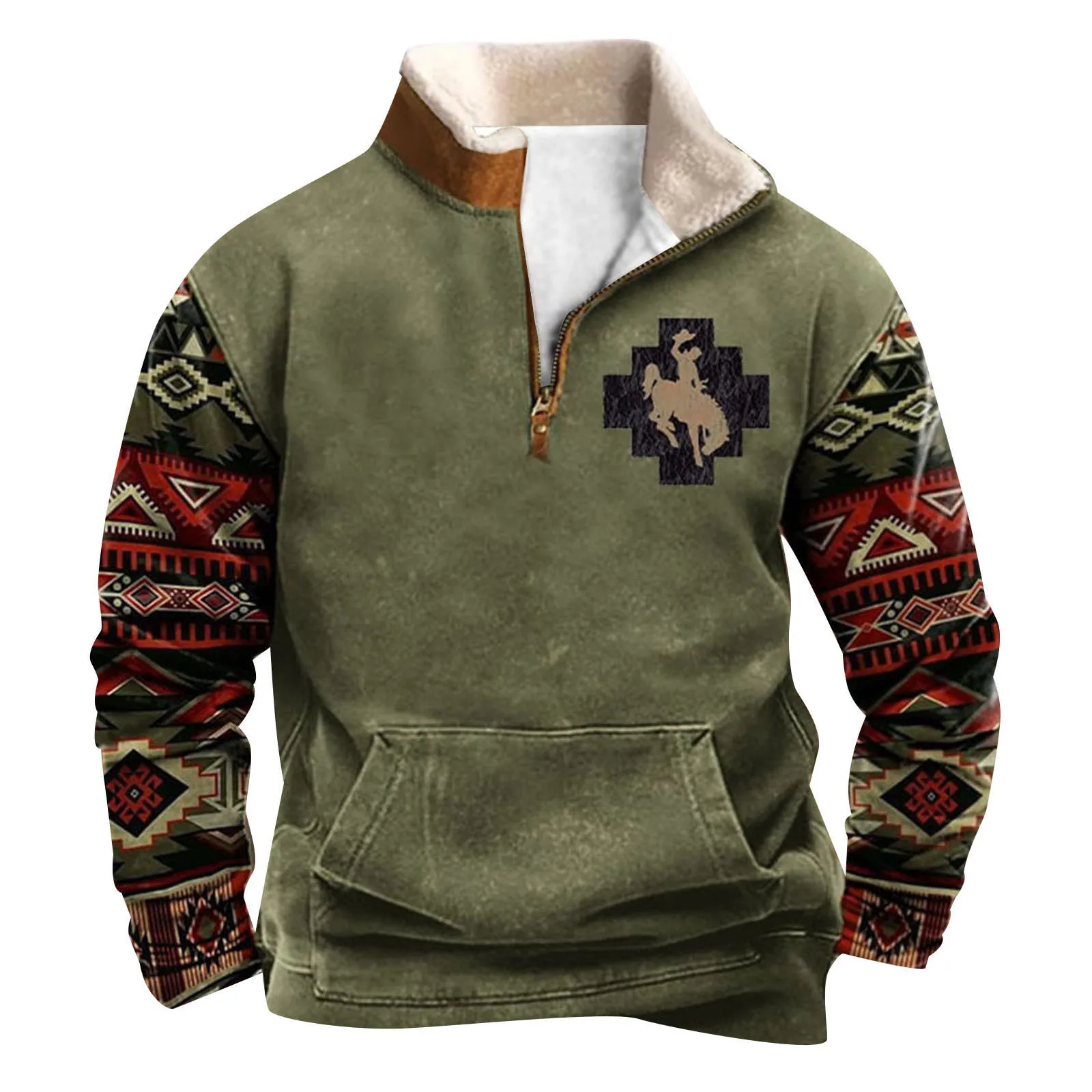 Bull Head Fleece Jacket Western 14 Zip Pullover 2 | PricZone Bull Head Fleece Jacket Western 14 Zip Pullover 2 | PricZone