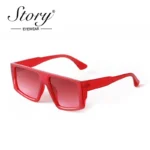 Square Sunglasses Green Frame  Red Flat Top | PricZone