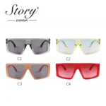 Square Sunglasses Green Frame  Red Flat Top 6 | PricZone