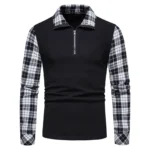 Mens Plaid Zip Polo Shirt Casual Business Style | PricZone Mens Plaid Zip Polo Shirt Casual Business Style | PricZone