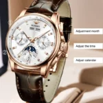 OUIPNKE 3189 Moon Phase Leather Watch 6 | PricZone