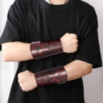 Viking Leather Arm Bracers for Cosplay   Embossed Design 6 | PricZone