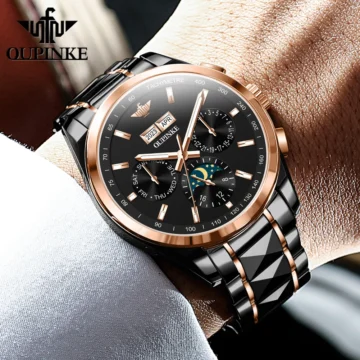 Luxury OUPINKE Moon Phase Watch   Waterproof  Sapphire | PricZone