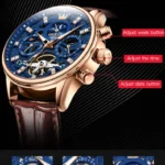 OLEVS Auto Skeleton Watch Waterproof  Leather Strap 6 | PricZone