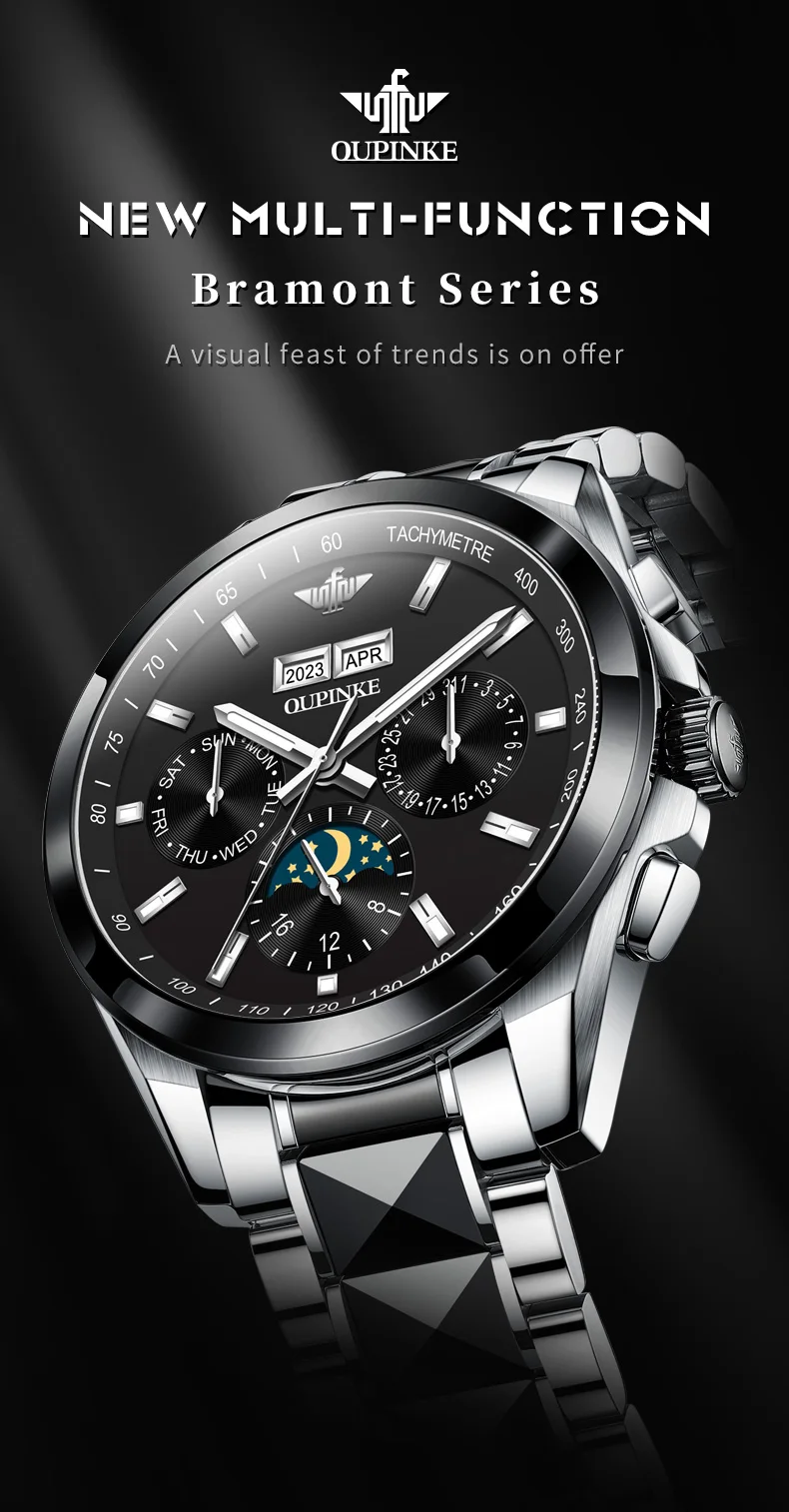 Luxury OUPINKE Moon Phase Watch - Waterproof & Sapphire