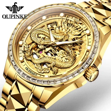 Luxury Golden Dragon Mens Watch   OUPINKE 3276 Automatic | PricZone