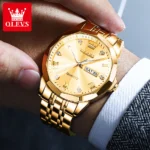 Gold Quartz Mens Watch Waterproof  Luminous Luxury 3 | PricZone