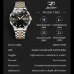 Golden Luxury Watch   JSDUN 8948 Auto Date 5 | PricZone
