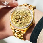 Luxury Golden Dragon Mens Watch   OUPINKE 3276 Automatic 6 | PricZone