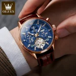 OLEVS Auto Skeleton Watch Waterproof  Leather Strap 2 | PricZone