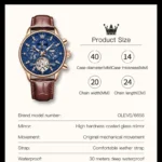 OLEVS Auto Skeleton Watch Waterproof  Leather Strap 5 | PricZone