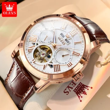 Elegant Skeleton Watch Waterproof  Leather Strap | PricZone