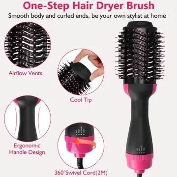 Ionic Hair Dryer Brush   Hot  Cold Air Styler Comb 2 | PricZone