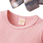 Pink Plaid Baby Girl Outfit 3PCS Set 3 | PricZone