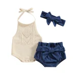 Summer Infant Knit Romper  Denim Set with Accessories 6 | PricZone