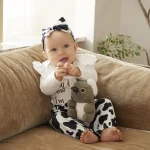 Floral Newborn Girl Outfit Set Bodysuit Pants Headband 4 | PricZone