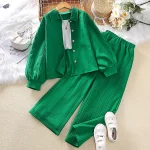 Girls Green Top Pants Set for Autumn Ages 812 1 | PricZone Girls Green Top Pants Set for Autumn Ages 8 12 1 | PricZone