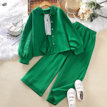 Girls Green Top  Pants Set for Autumn Ages 8 12 1 | PricZone