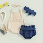 Summer Infant Knit Romper  Denim Set with Accessories 2 | PricZone