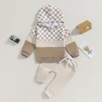 Autumn Plaid Hoodie  Pants Set for Baby Boys 2 | PricZone