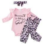 Floral Newborn Girl Outfit Set Bodysuit Pants Headband 3 | PricZone
