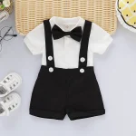 Boys Baptism Gentleman Suit with Bow Tie  Suspender 4 | PricZone