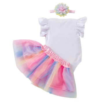 Newborn Easter Dress Set Romper  Rainbow Skirt 2 | PricZone