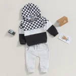 Autumn Plaid Hoodie  Pants Set for Baby Boys 3 | PricZone