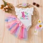 Newborn Easter Dress Set Romper  Rainbow Skirt 1 | PricZone