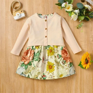 Floral Toddler Dress  Long Sleeve Coat Set 1 6 Yrs 2 | PricZone