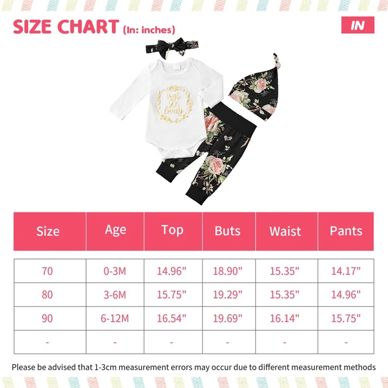 Newborn Girl 4Piece Outfit Set Romper Pants Cap Headban 6 | PricZone Newborn Girl 4 Piece Outfit Set Romper Pants Cap Headban 6 | PricZone