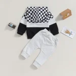 Autumn Plaid Hoodie  Pants Set for Baby Boys 4 | PricZone