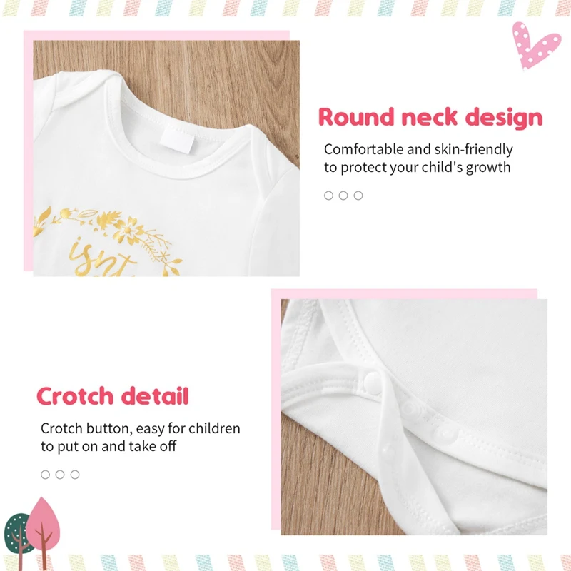 Newborn Girl 4Piece Outfit Set Romper Pants Cap Headban 2 | PricZone Newborn Girl 4 Piece Outfit Set Romper Pants Cap Headban 2 | PricZone