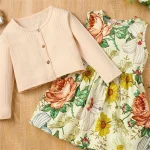 Floral Toddler Dress  Long Sleeve Coat Set 1 6 Yrs 4 | PricZone