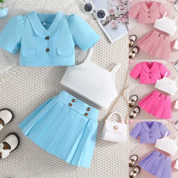 Girls Summer Party Outfit Coat Vest Skirt Set 28Y 2 | PricZone Girls Summer Party Outfit Coat Vest Skirt Set 2 8Y 2 | PricZone