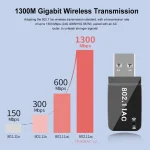 High Speed Dual Band USB WiFi Adapter 1300Mbps 2 | PricZone