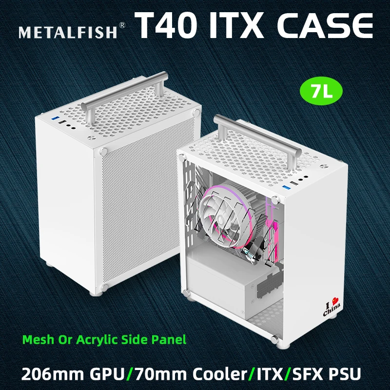 METALFISH T40 Mini ITX White Gaming Case 7L Compact 1 | PricZone METALFISH T40 Mini ITX White Gaming Case 7L Compact 1 | PricZone