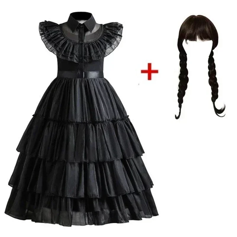 Wednesday Addams Gothic Black Dress Kids Costume 4 | PricZone Wednesday Addams Gothic Black Dress Kids Costume 4 | PricZone
