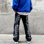 Mens Dark Embroidered Hip Hop Jeans 1 | PricZone