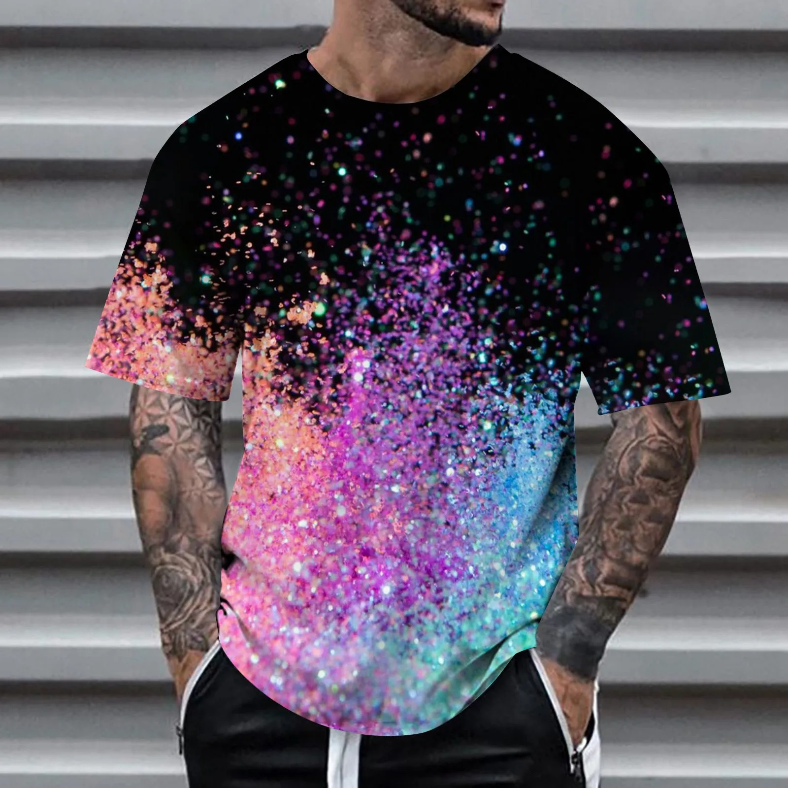 Mens 3D Sequin Short Sleeve Performance Shirt 4 | PricZone Mens 3D Sequin Short Sleeve Performance Shirt 4 | PricZone